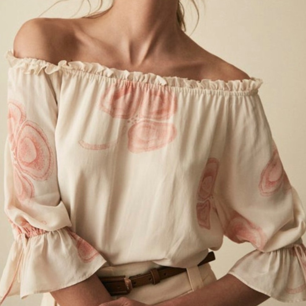 REISS Elise Peaches Off The Shoulder Top